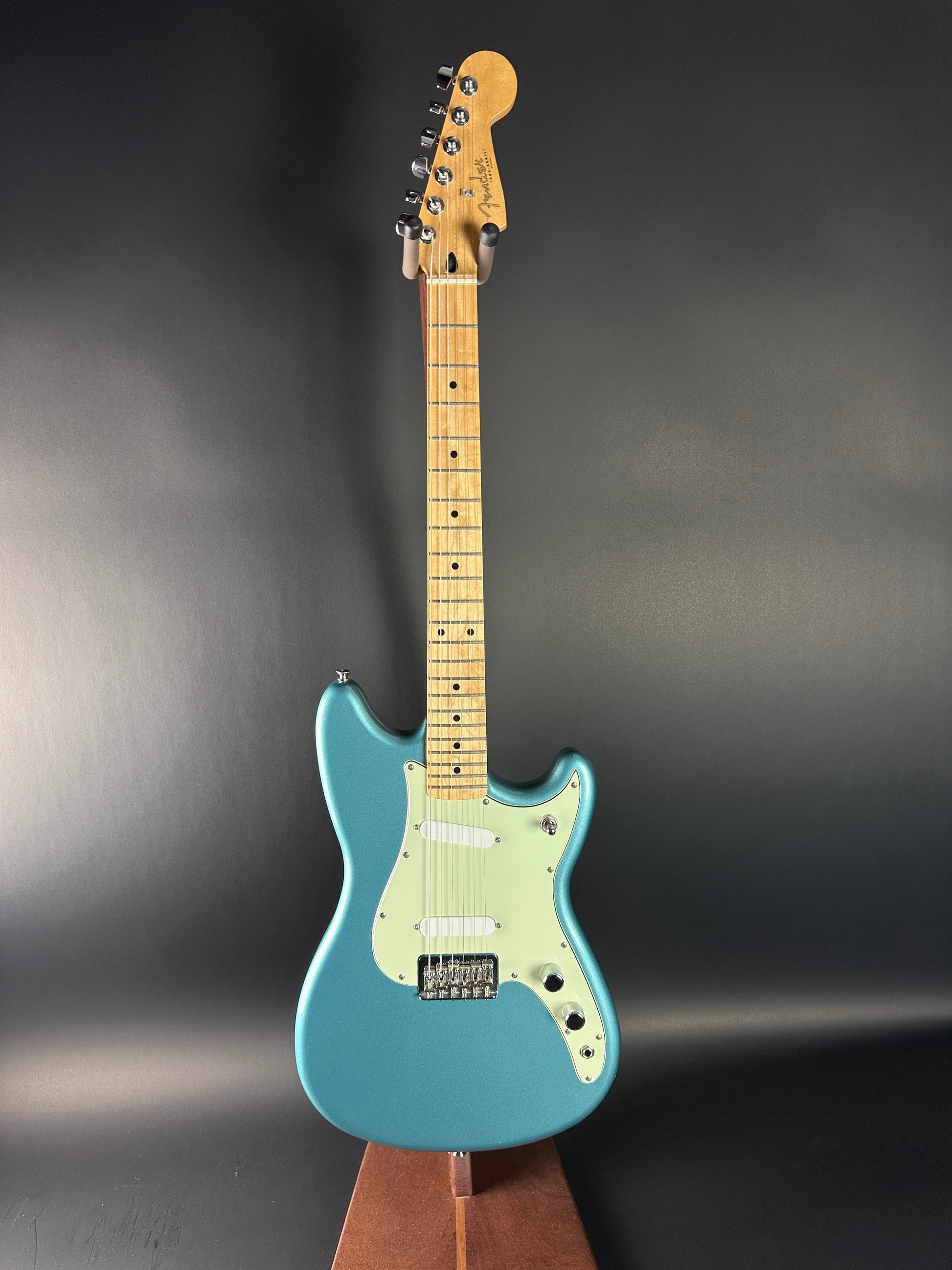 Full front of Used Fender Player Duo Sonic Tide Pool Blue.