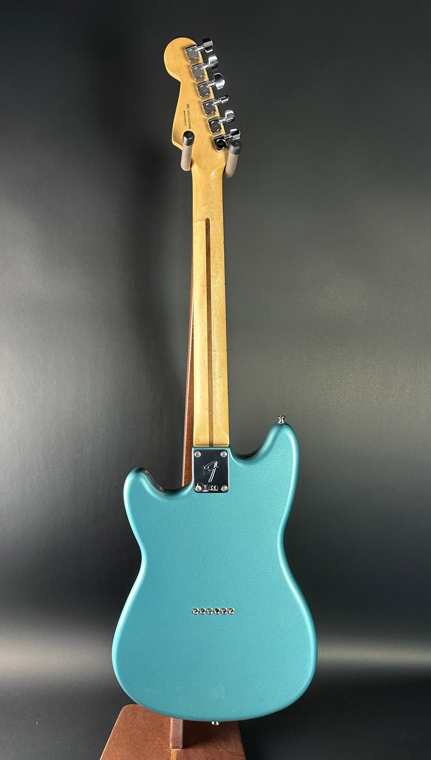 Full back of Used Fender Player Duo Sonic Tide Pool Blue.