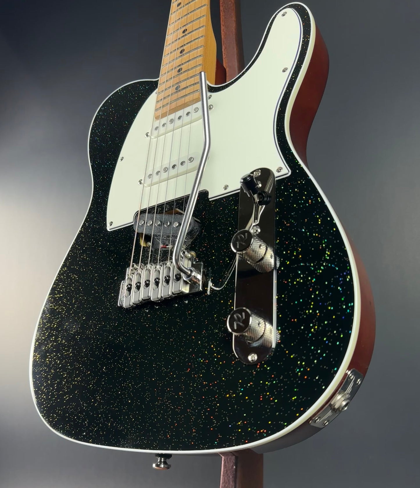 Front angle of Used Reverend PAS2 Pete Anderson Eastsider S Rainbow Sparkle Tone Shop Exclusive.