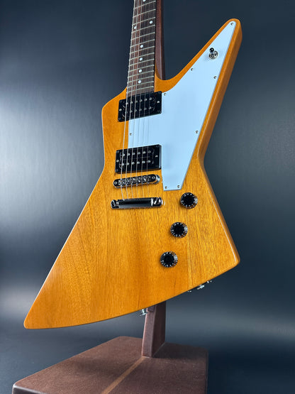 Front angle of Used Gibson 1970's Explorer Natural.