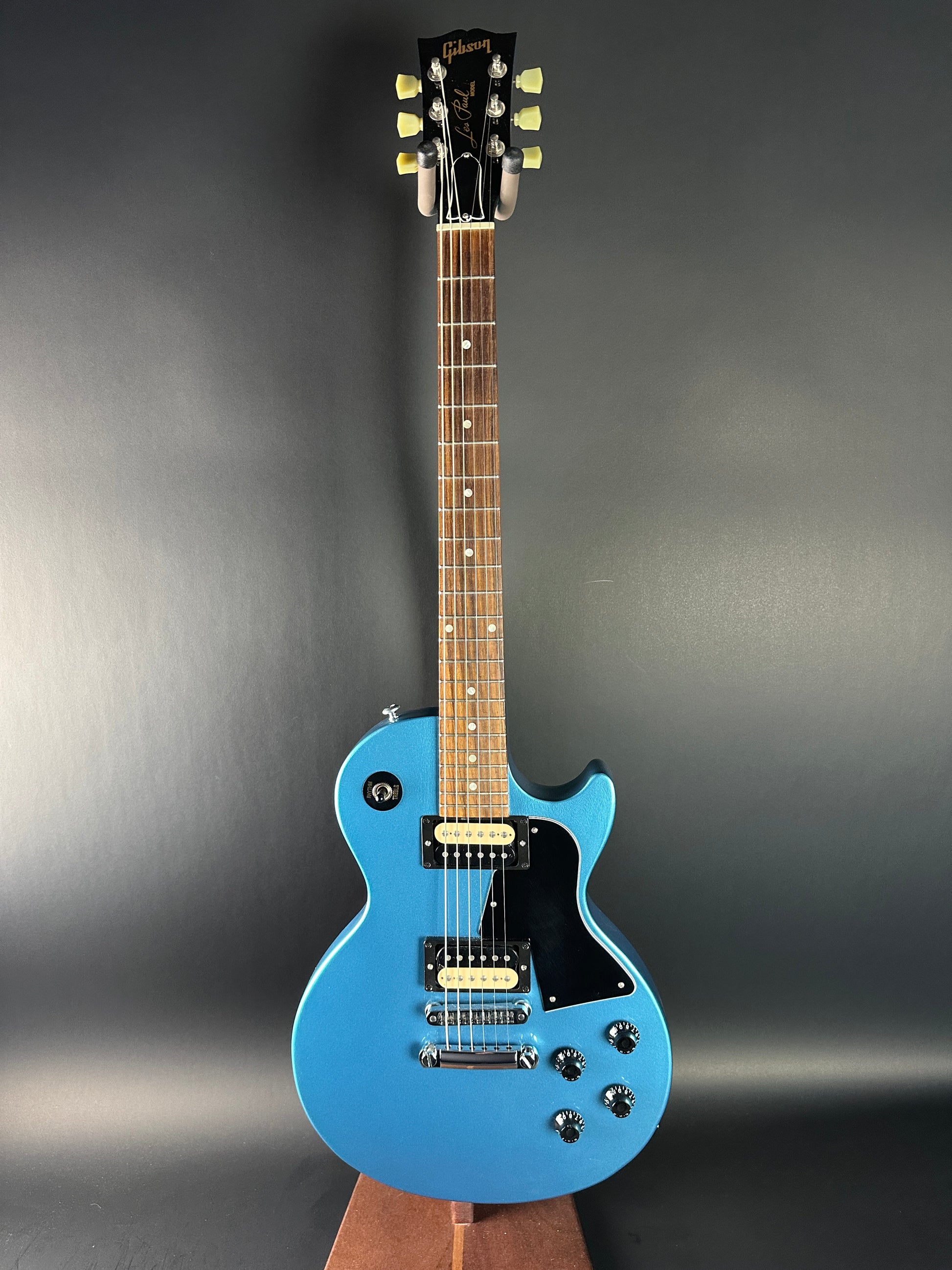 Full front of Used 2015 Gibson Les Paul Special Pelham Blue.