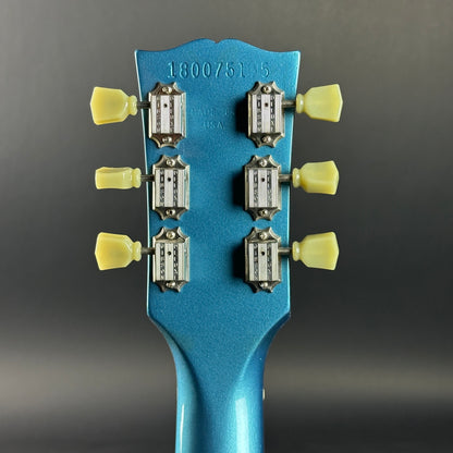 Back of headstock of Used 2015 Gibson Les Paul Special Pelham Blue.