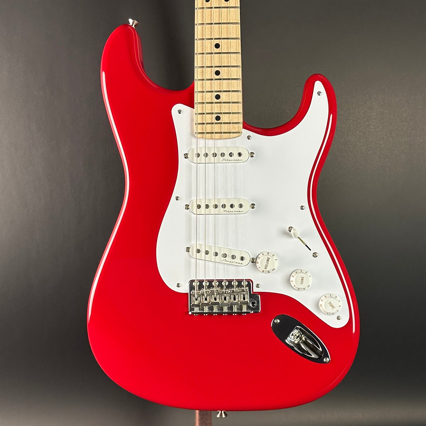 Front of Used Fender Eric Clapton Signature Strat Torino Red.