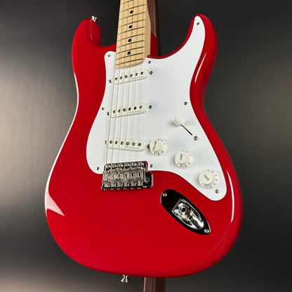 Front angle of Used Fender Eric Clapton Signature Strat Torino Red.