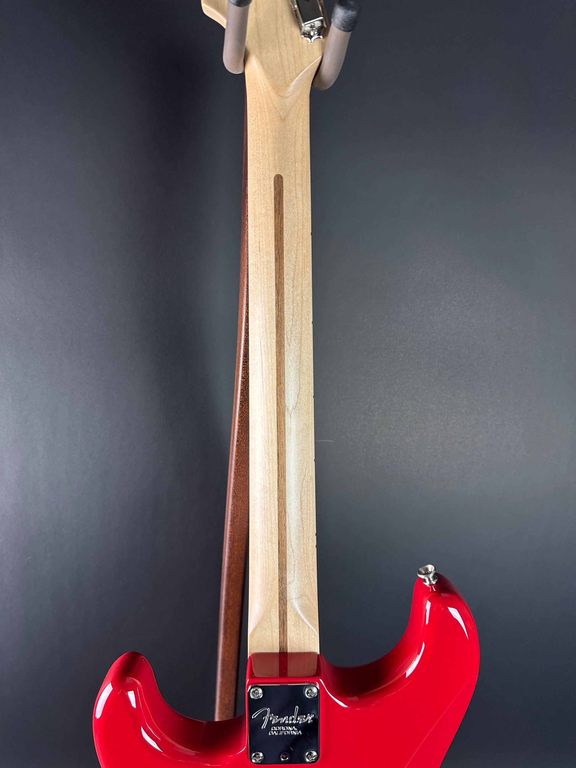 Back of neck of Used Fender Eric Clapton Signature Strat Torino Red.