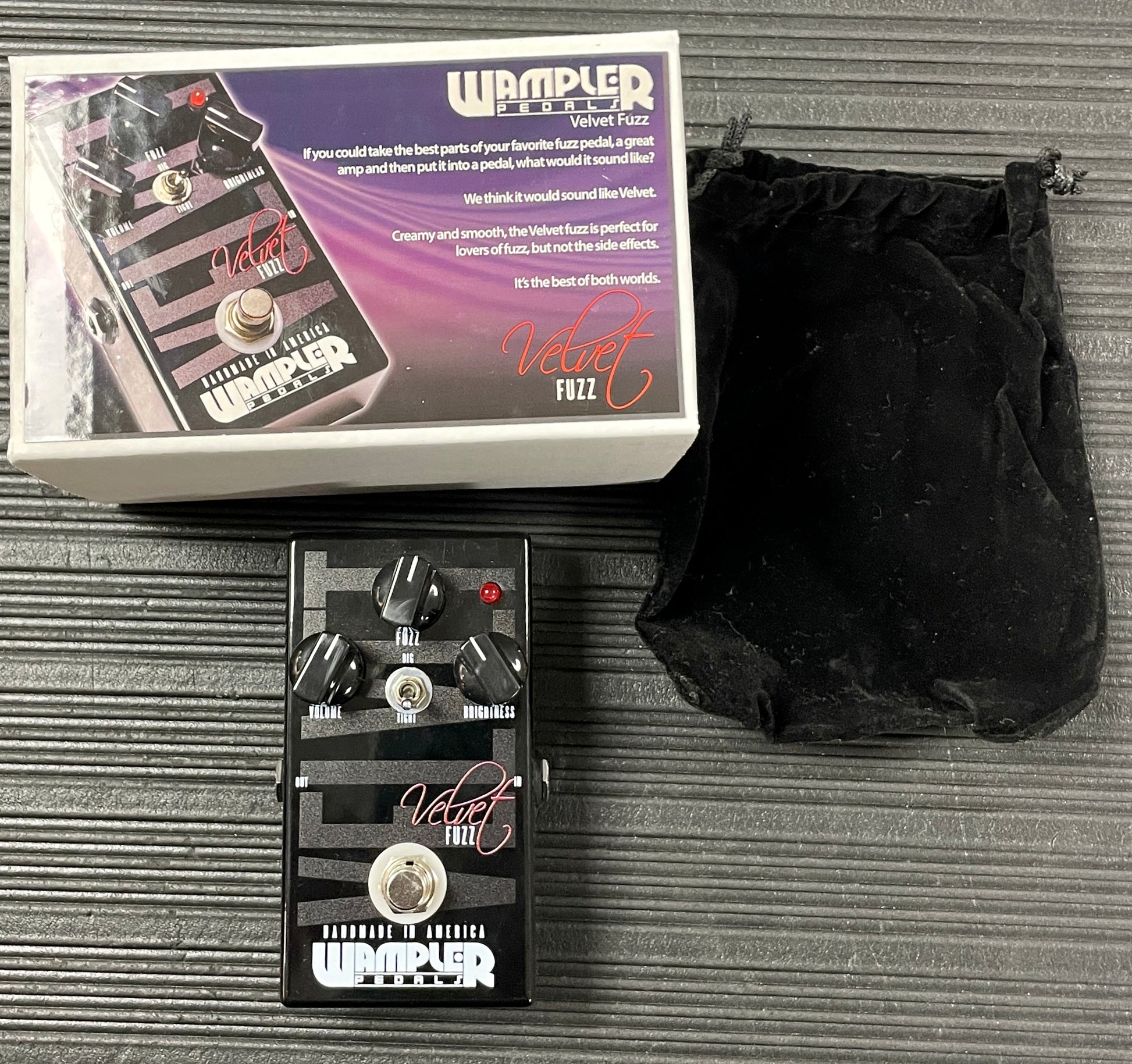 Top down of Used Wampler Velvet Fuzz Pedal w/Box TSS2897