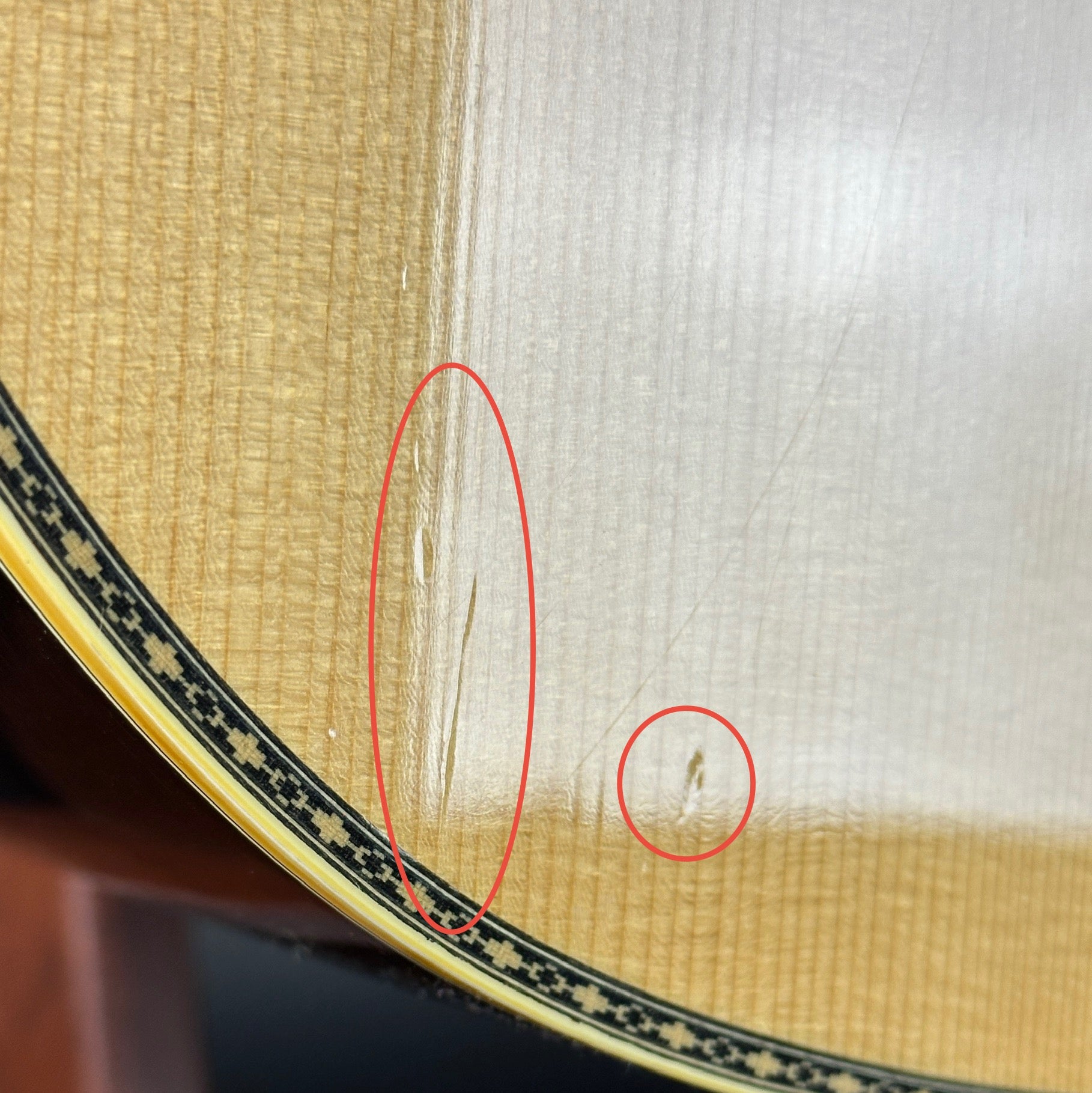 Marks on body of Used 80s Yamaha L-10.