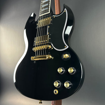 Front angle of Used 2010 Gibson Custom Shop SG Custom Ebony.