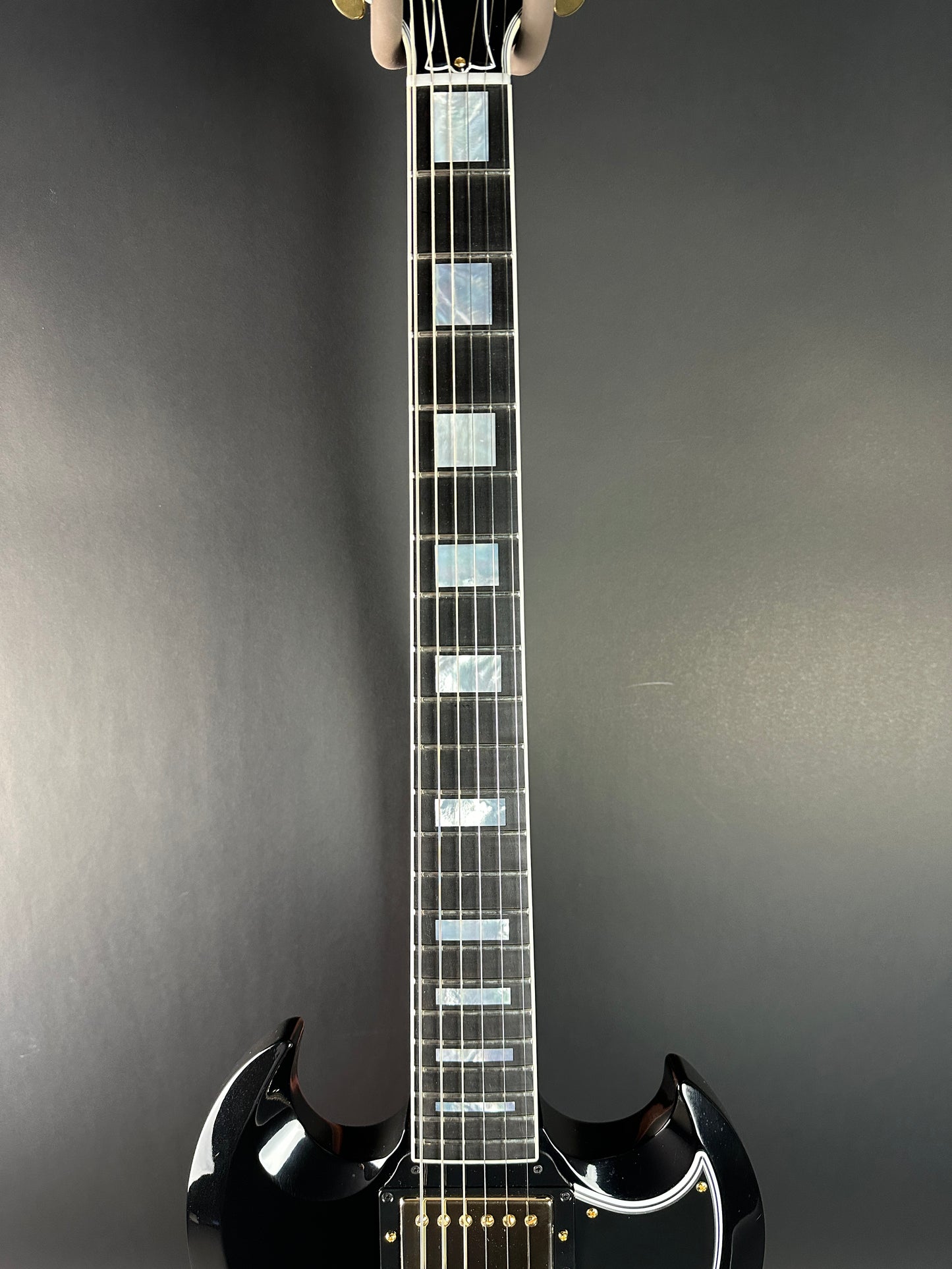 Fretboard of Used 2010 Gibson Custom Shop SG Custom Ebony.