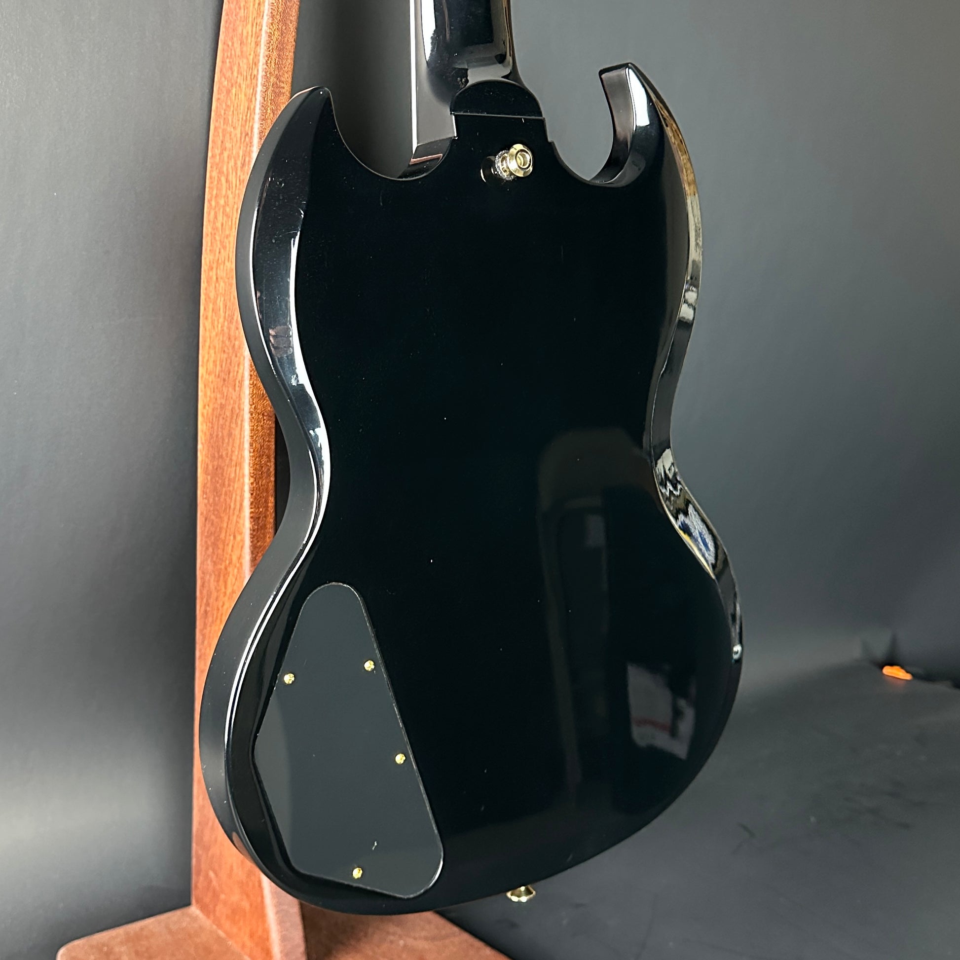 Back angle of Used 2010 Gibson Custom Shop SG Custom Ebony.