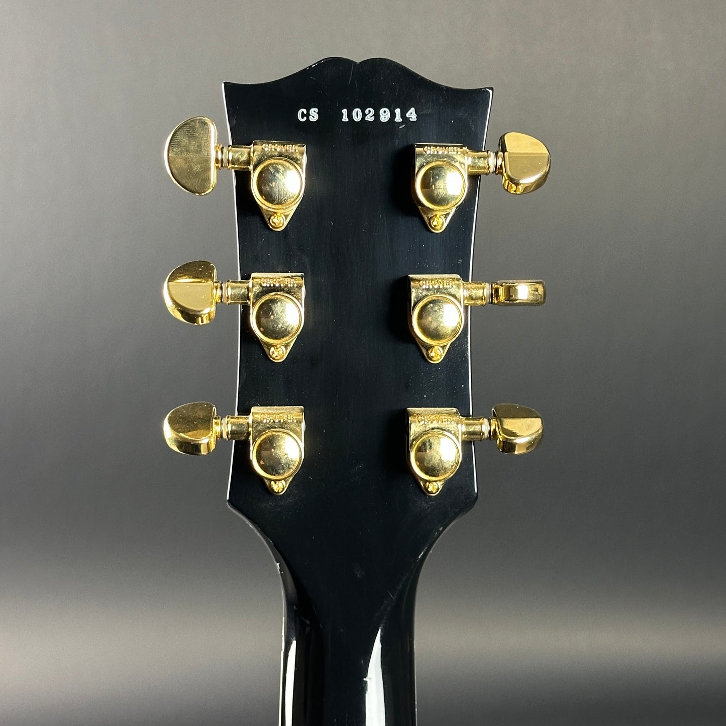 Back of headstock of Used 2010 Gibson Custom Shop SG Custom Ebony.