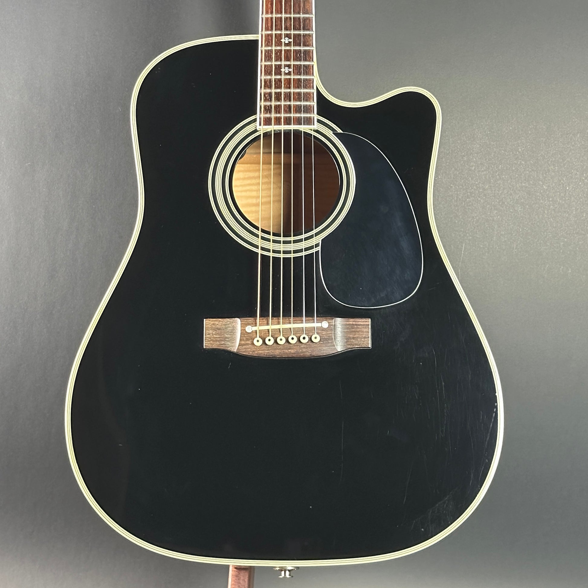 Front of Used Takamine EF341c Black.