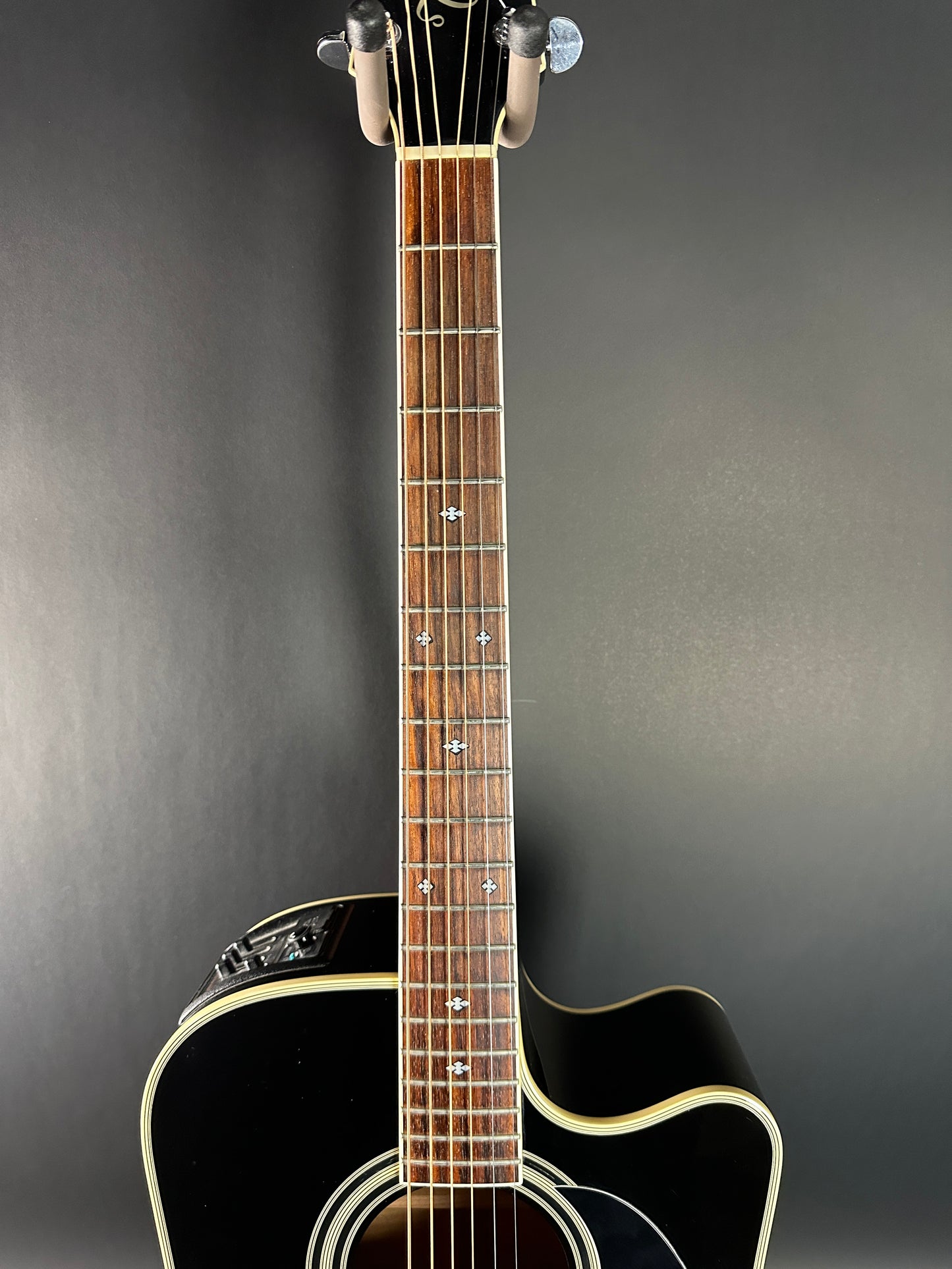 Fretboard of Used Takamine EF341c Black.