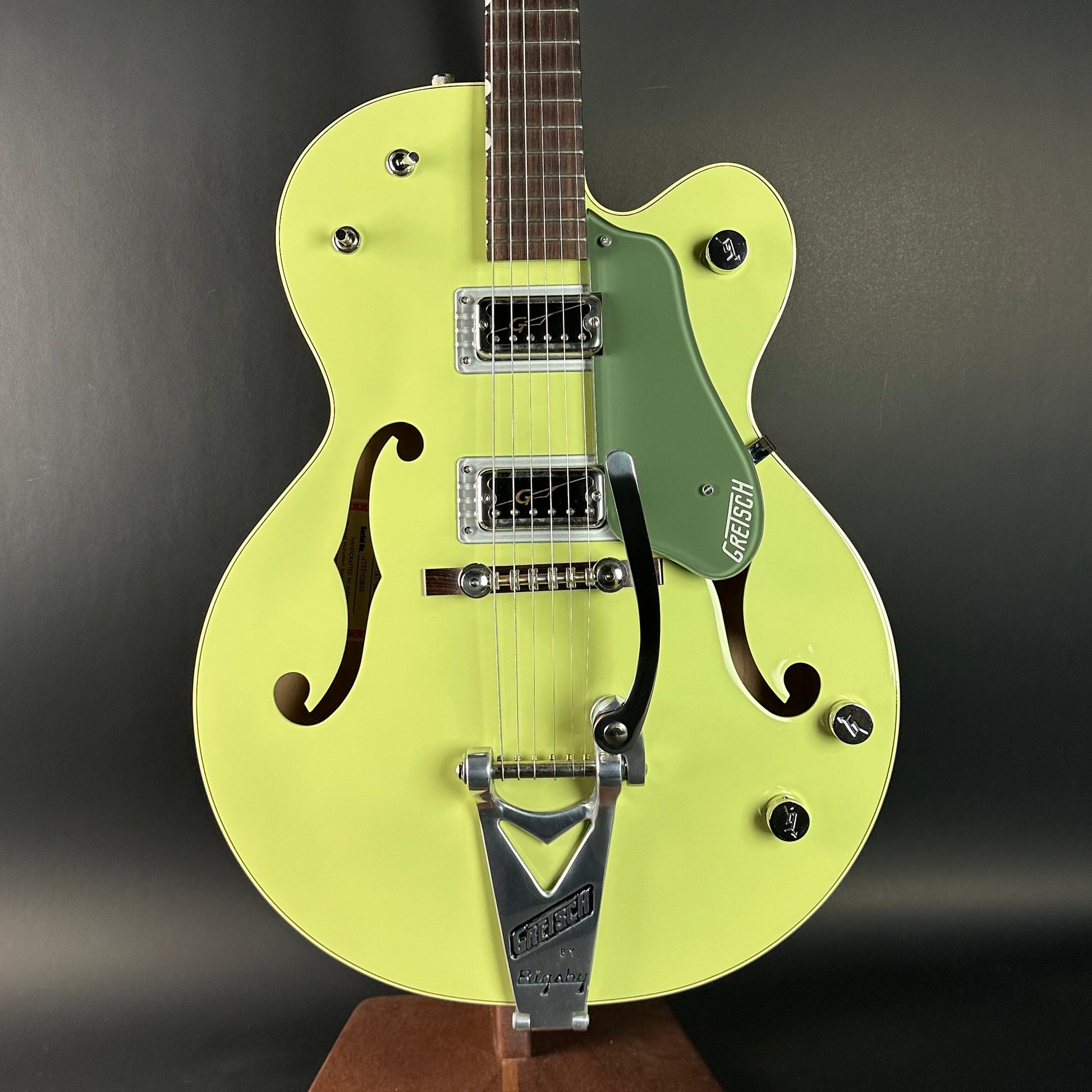 Front of Used Gretsch G6118T-60 Vintage Select 60th Anniversary Smoke Green.