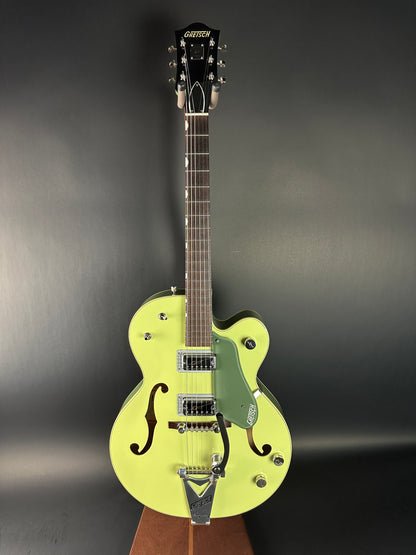 Full front of Used Gretsch G6118T-60 Vintage Select 60th Anniversary Smoke Green.