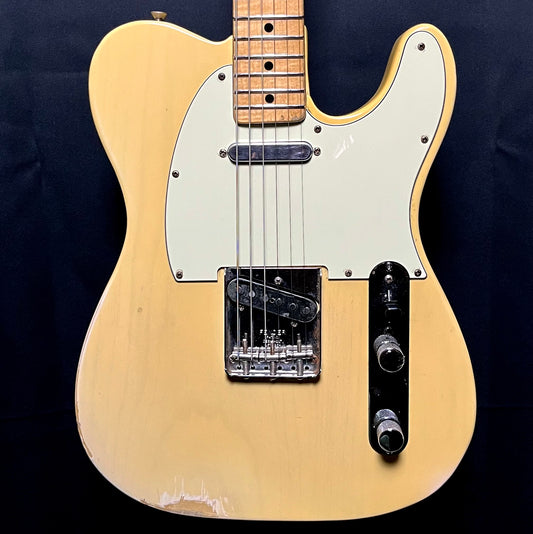 Front of Used Vintage 1972 Fender Telecaster Blonde Refret w/Plek w/route for hum (neck) w/2  tuners swapped, w/ neck pu changed w/OHSC TFW11