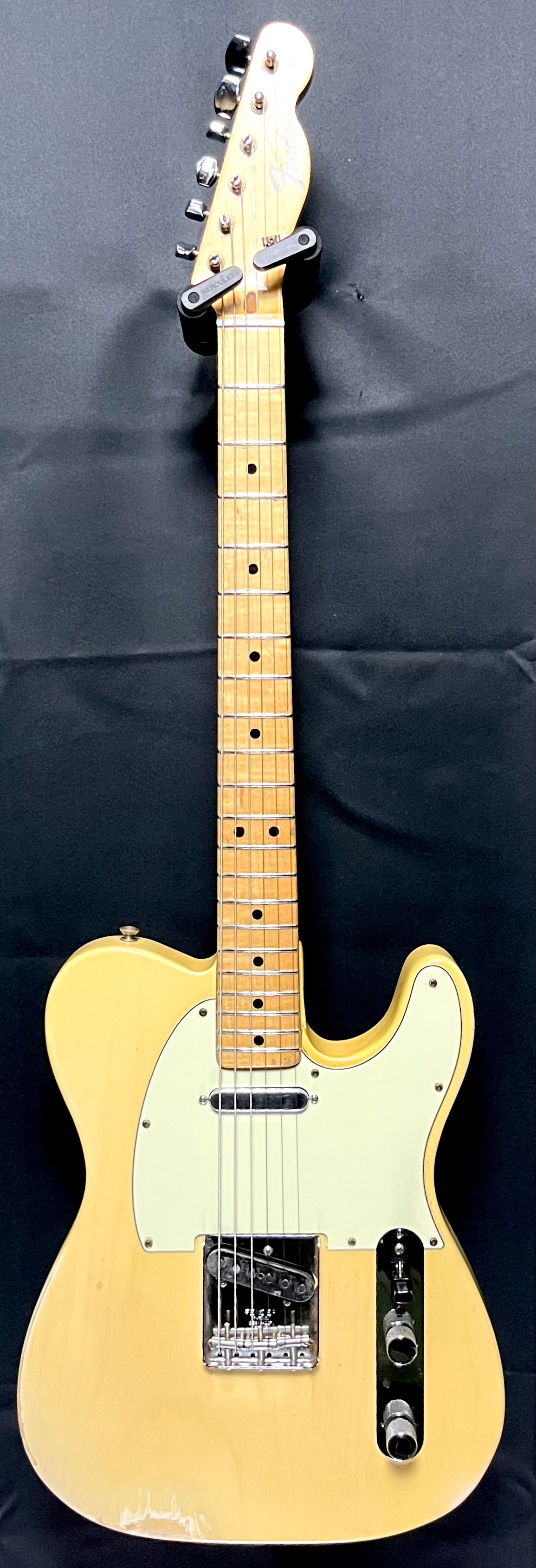 Full front of Used Vintage 1972 Fender Telecaster Blonde Refret w/Plek w/route for hum (neck) w/2  tuners swapped, w/ neck pu changed w/OHSC TFW11