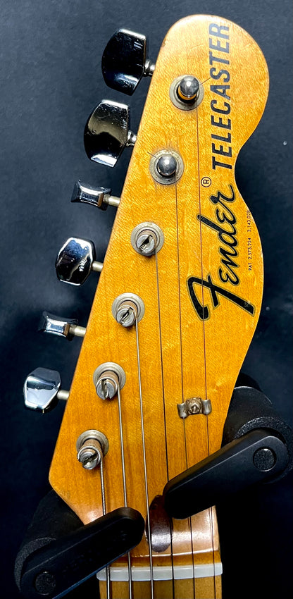 Headstock of Used Vintage 1972 Fender Telecaster Blonde Refret w/Plek w/route for hum (neck) w/2  tuners swapped, w/ neck pu changed w/OHSC TFW11