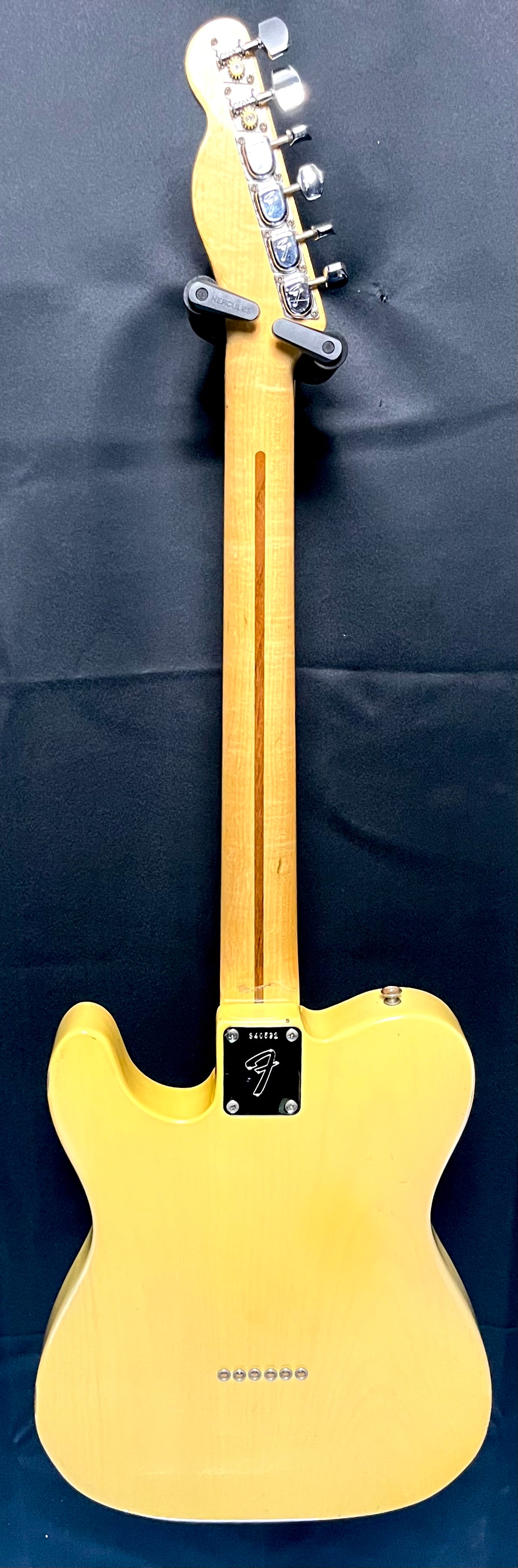 Full Back of Used Vintage 1972 Fender Telecaster Blonde Refret w/Plek w/route for hum (neck) w/2  tuners swapped, w/ neck pu changed w/OHSC TFW11