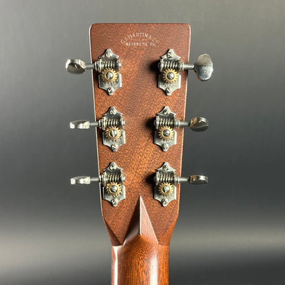 Back of headstock of Used Martin OM-28 The Podium 50th Anniversary.