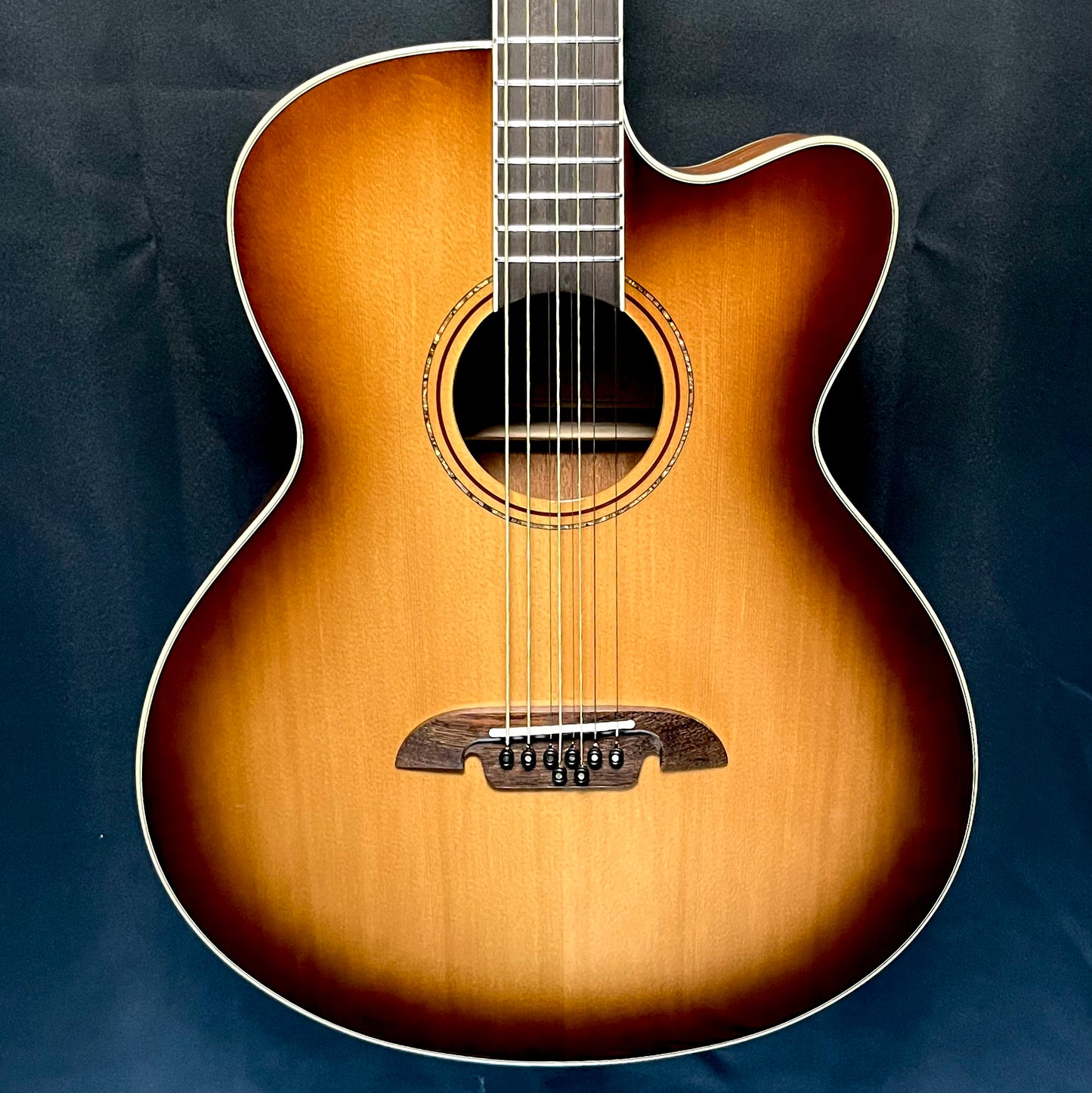 Front of Used Alvarez Acoustic Baritone 8-String ABT6OCE-8SHB Shadow Burst TFW14