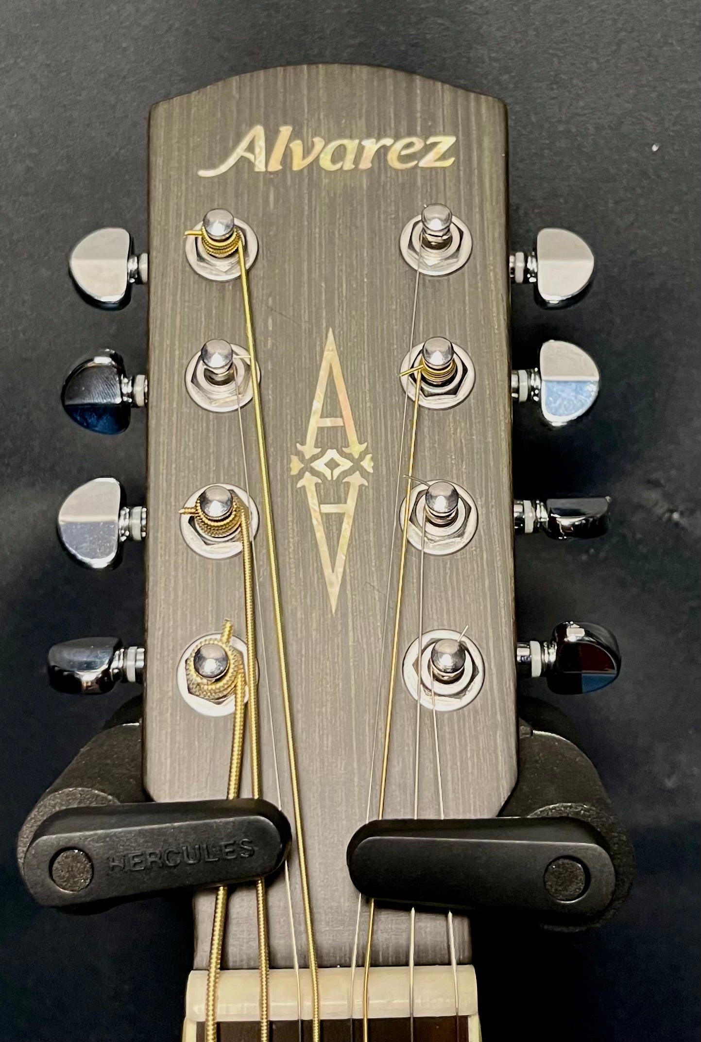 Headstock of  Used Alvarez Acoustic Baritone 8-String ABT6OCE-8SHB Shadow Burst TFW14