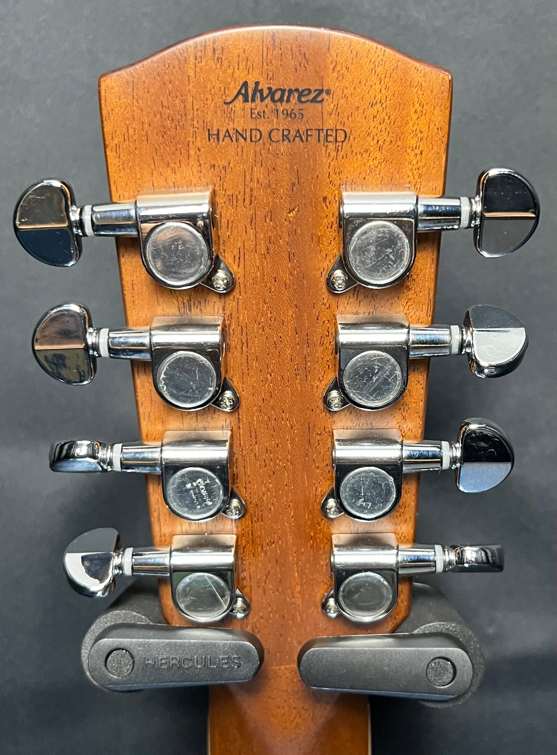 Back of headstock of Used Alvarez Acoustic Baritone 8-String ABT6OCE-8SHB Shadow Burst TFW14