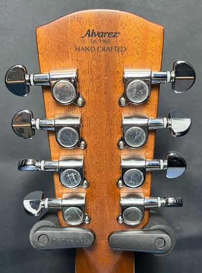 Back of headstock of Used Alvarez Acoustic Baritone 8-String ABT6OCE-8SHB Shadow Burst TFW14