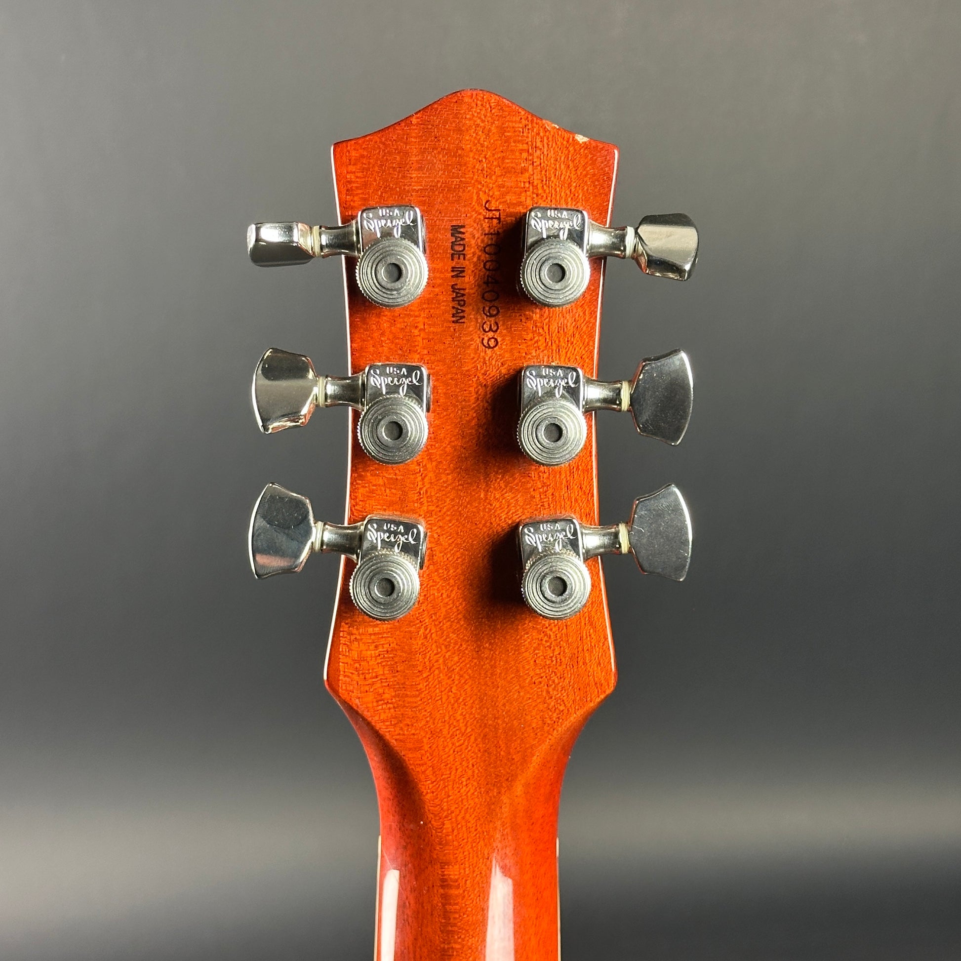 Back of headstock of Used Gretsch G6128T-TVP Power Jet.