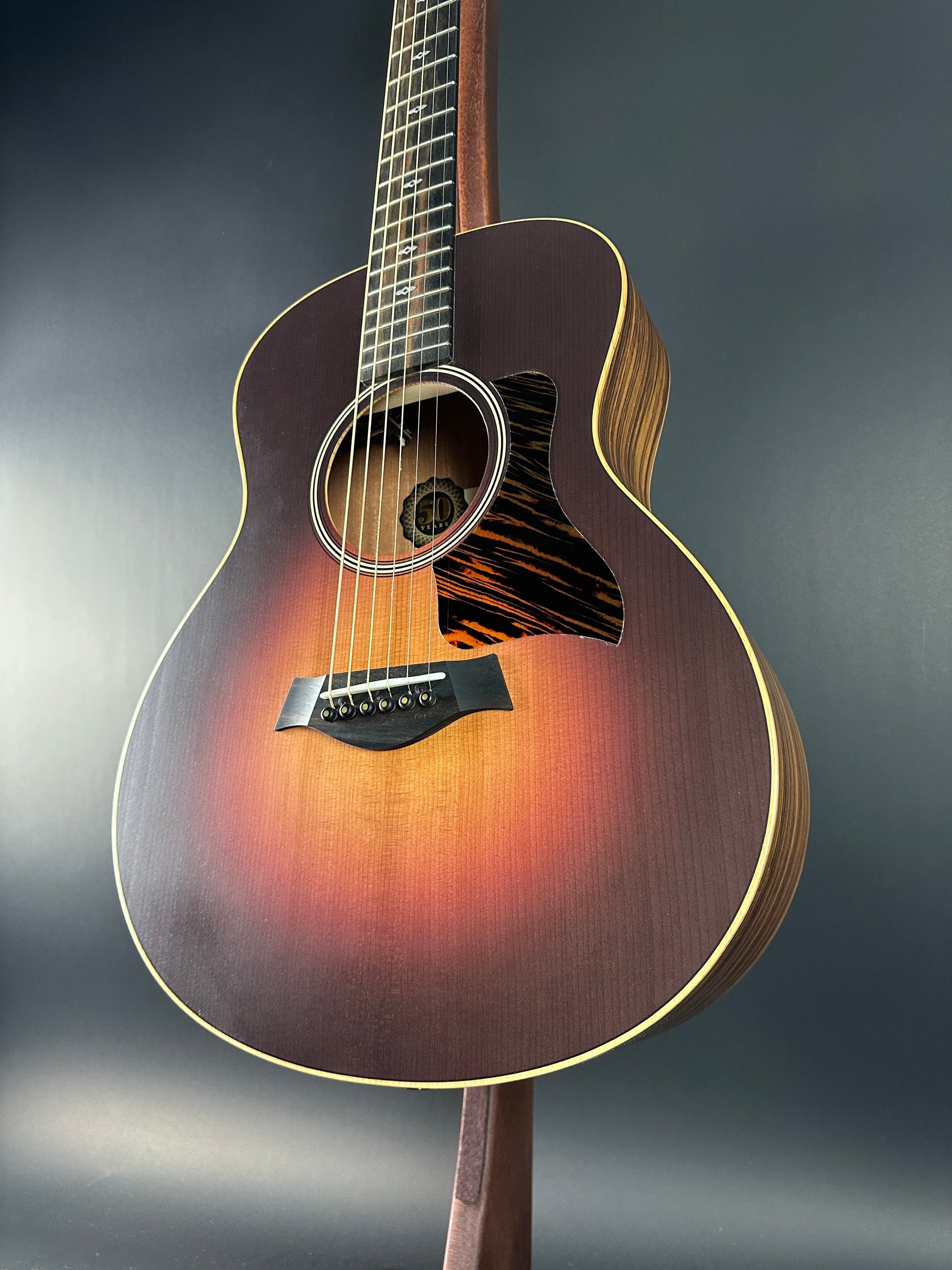 Front angle of Used Taylor 50th Anniversary GS Mini-e Sunburst LTD.