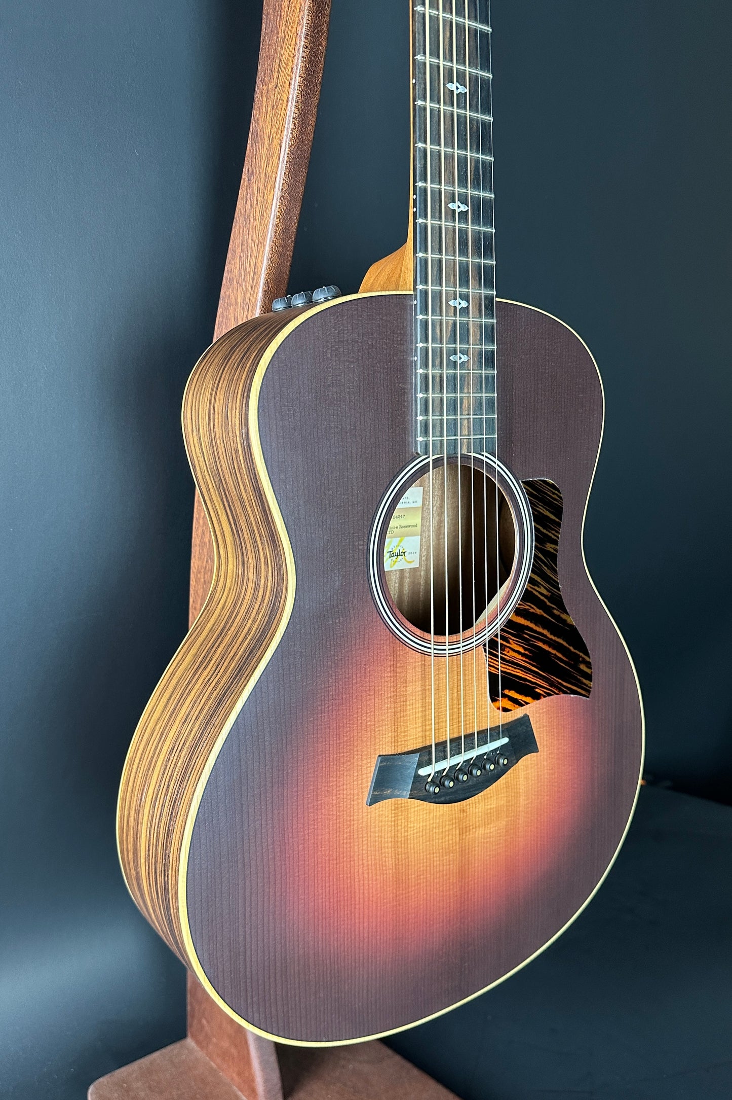 Front angle of Used Taylor 50th Anniversary GS Mini-e Sunburst LTD.