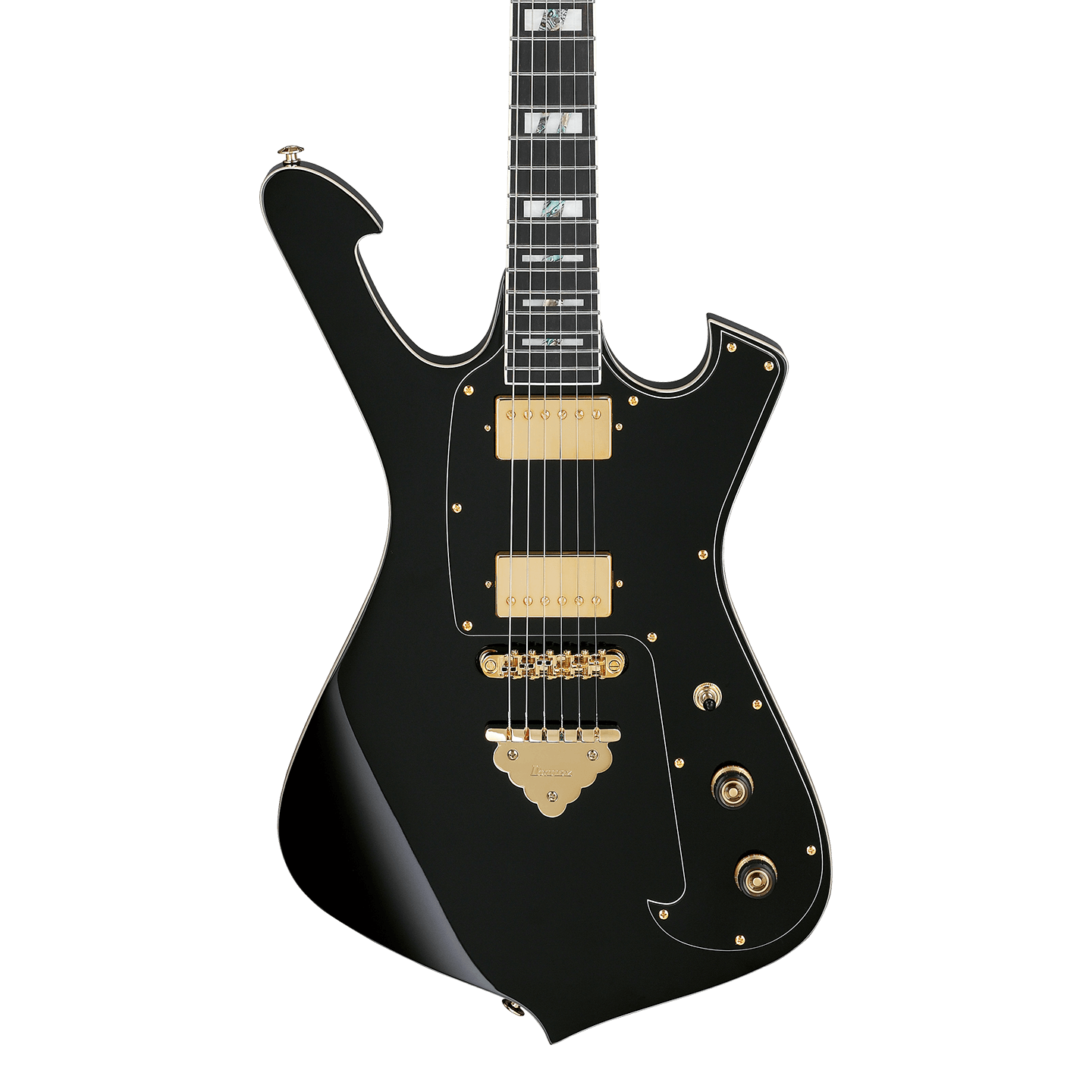 Front of Ibanez FRM350 Paul Gilbert Signature Black.