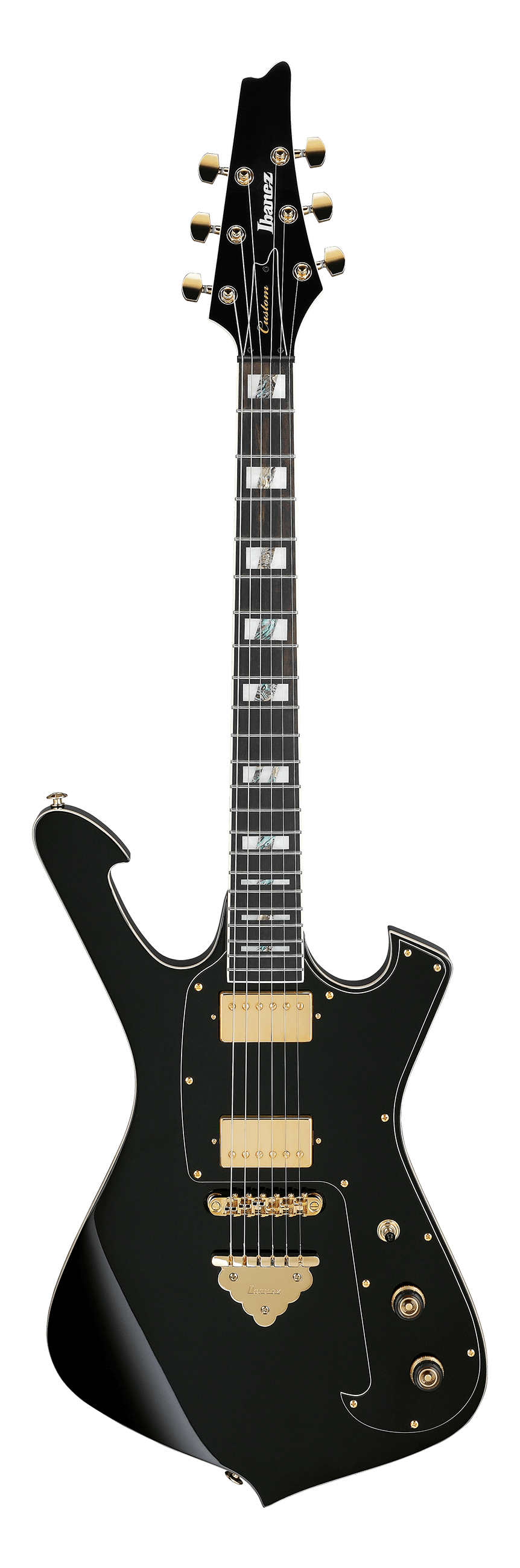 Full frontal of Ibanez FRM350 Paul Gilbert Signature Black.