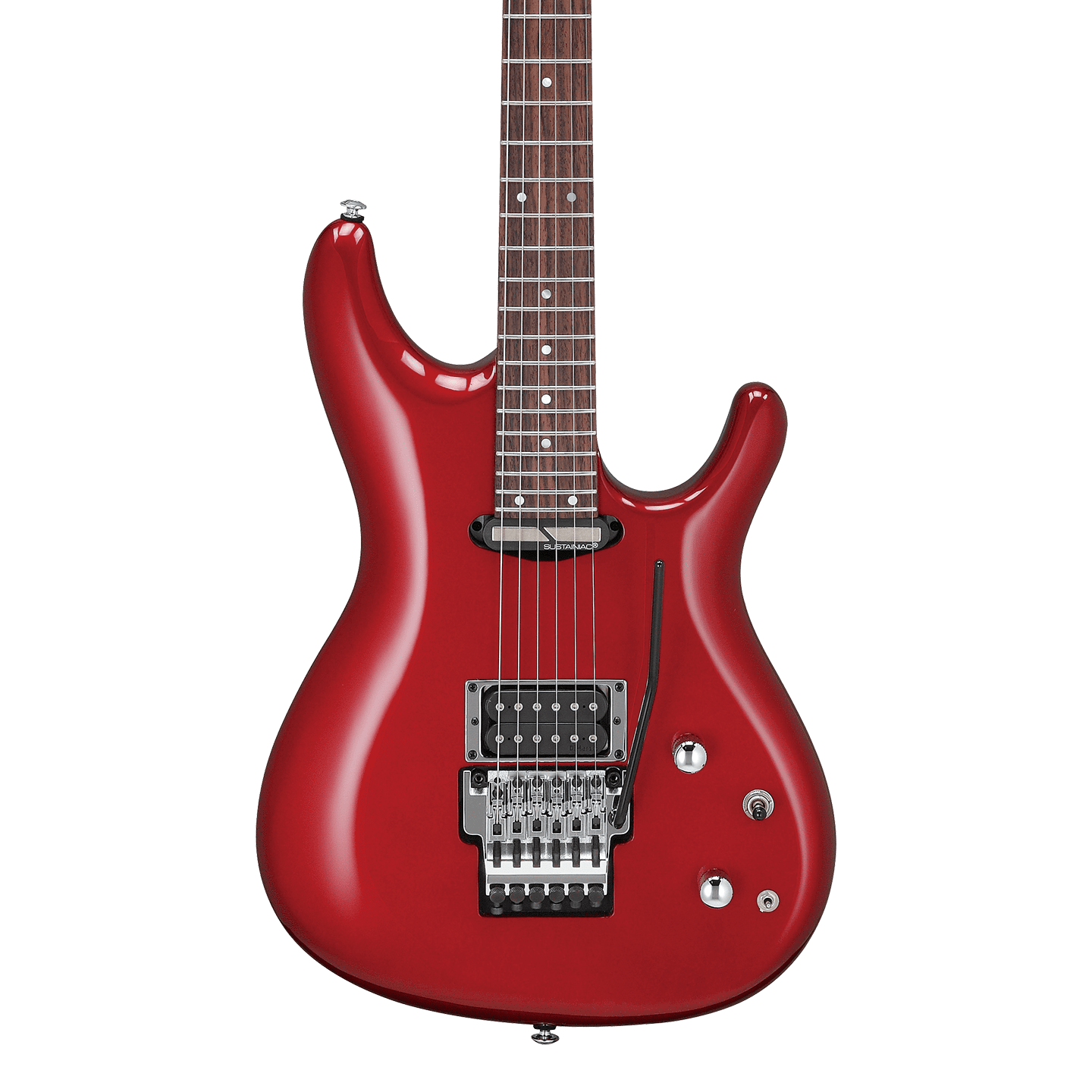 Front of Ibanez JS240PS Joe Satriani Signature Candy Apple.