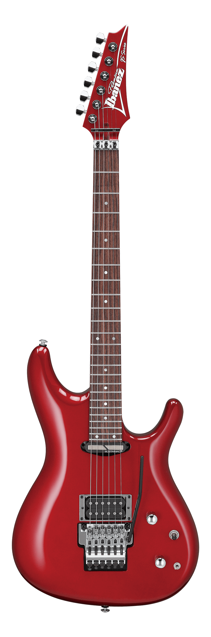 Full frontal of Ibanez JS240PS Joe Satriani Signature Candy Apple.