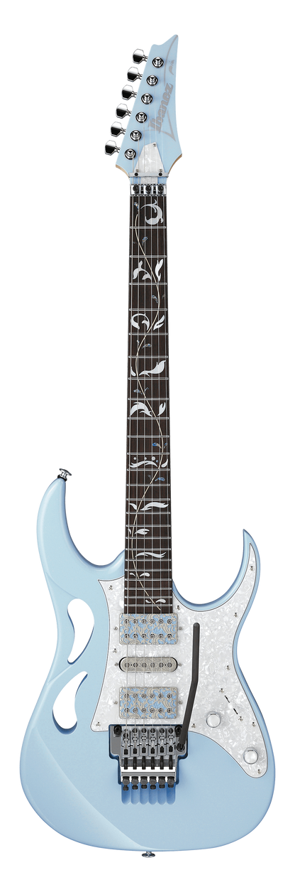 Full frontal of Ibanez PIA3761 Steve Vai Signature Blue Powder.