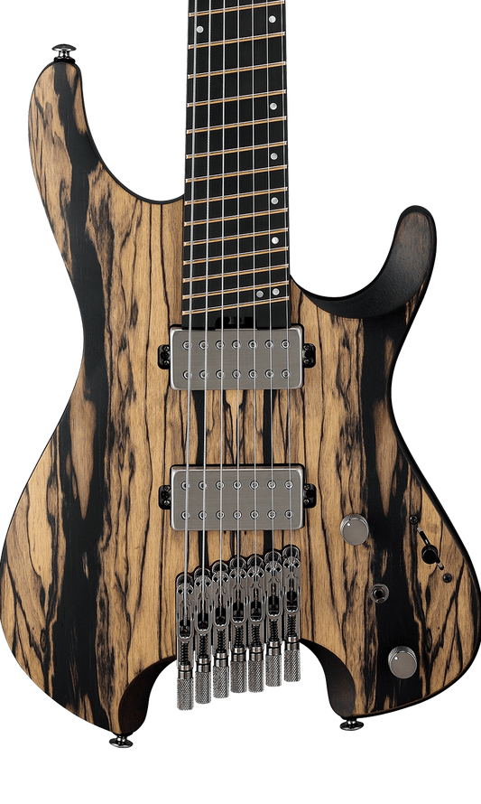 Front of Ibanez QX527 7 S-tring  Pale Moon Ebony Natural Flat.