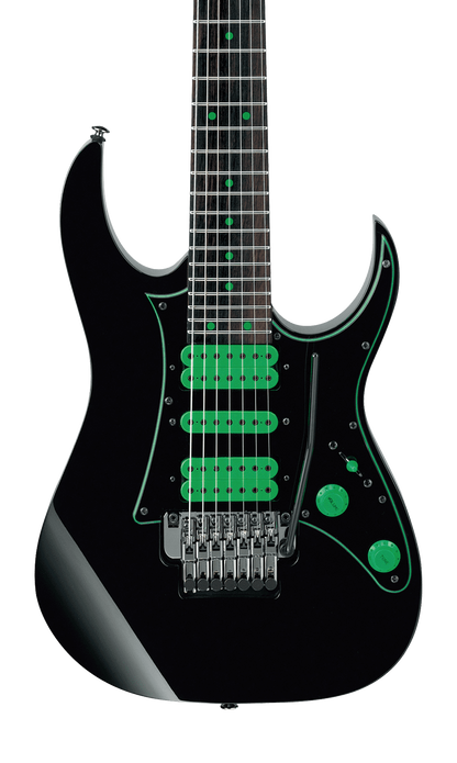 Front of Ibanez UV70P Steve Vai Signature Premium Black.