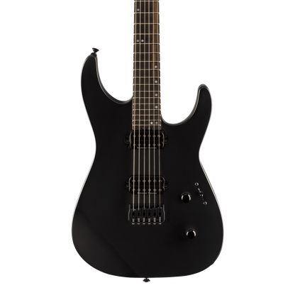 Front of Jackson American Series Virtuoso HT Streaked Ebony Fingerboard Satin Black.