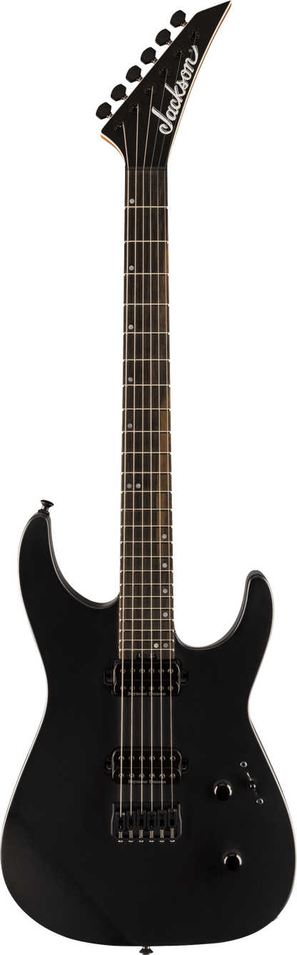 Full frontal of Jackson American Series Virtuoso HT Streaked Ebony Fingerboard Satin Black.