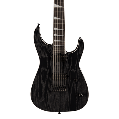 Front of Jackson Pro Series Jeff Loomis Soloist SL7 HT Black Ash.