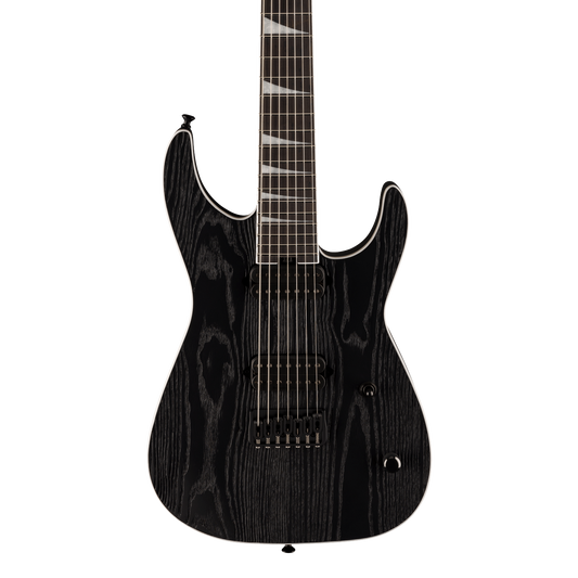 Front of Jackson Pro Series Jeff Loomis Soloist SL7 HT Black Ash.