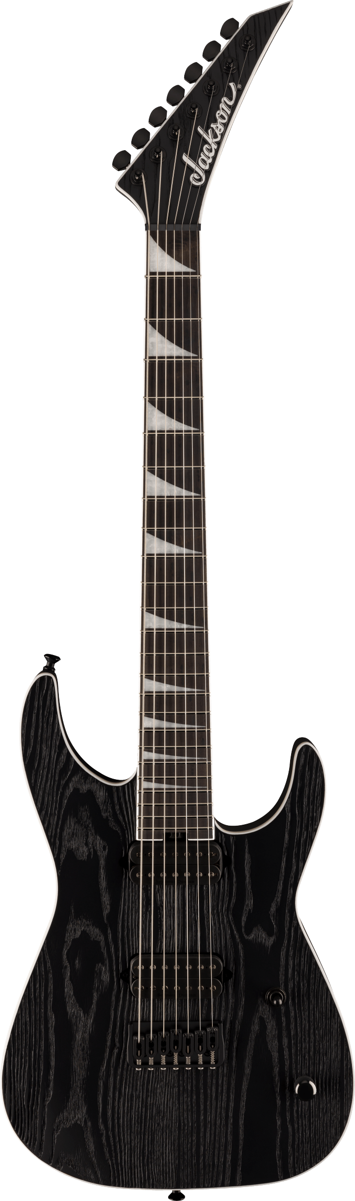 Full frontal of Jackson Pro Series Jeff Loomis Soloist SL7 HT Black Ash.