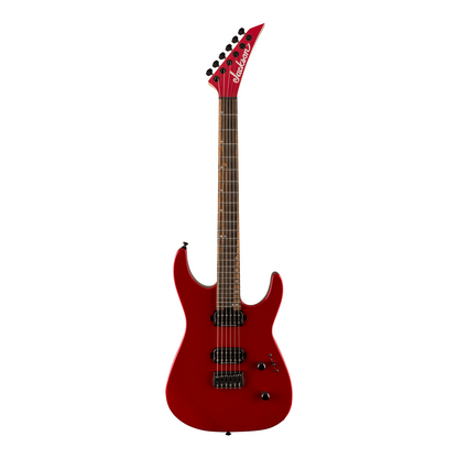 Full front view of Jackson American Series Virtuoso HT Streaked Ebony Fingerboard  Red Crystal w/softcase