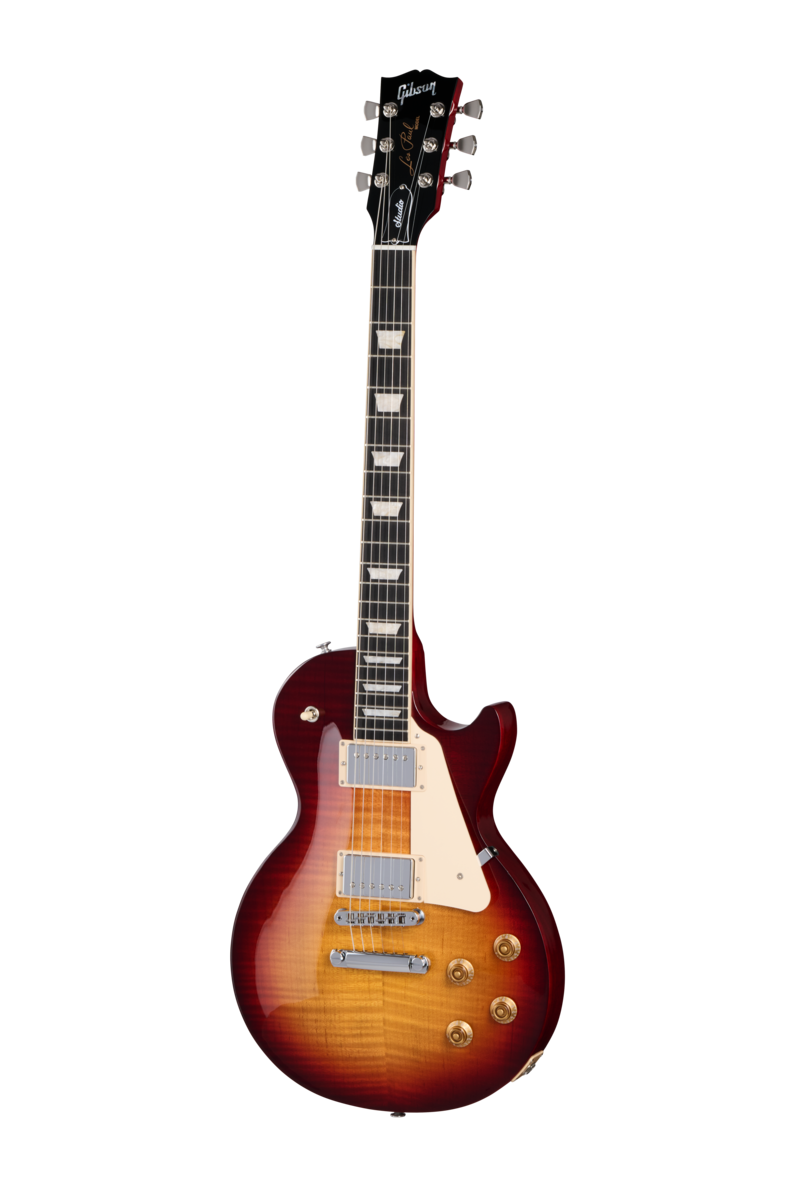 Full frontal of Gibson USA Les Paul Studio Session Bourbon Burst.