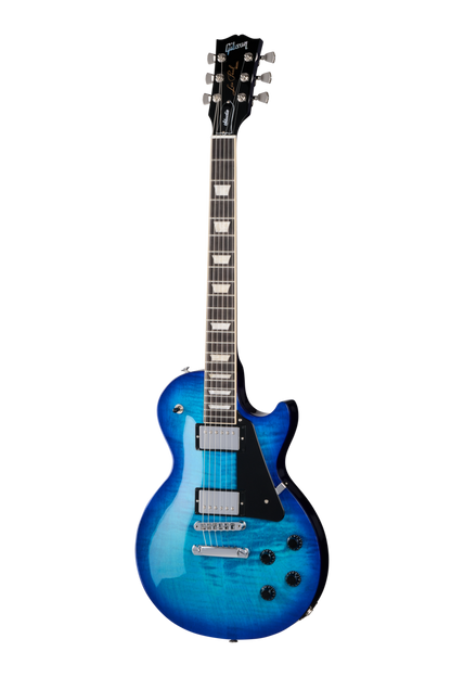 Full frontal of Gibson USA Les Paul Studio Session Cobalt Burst.