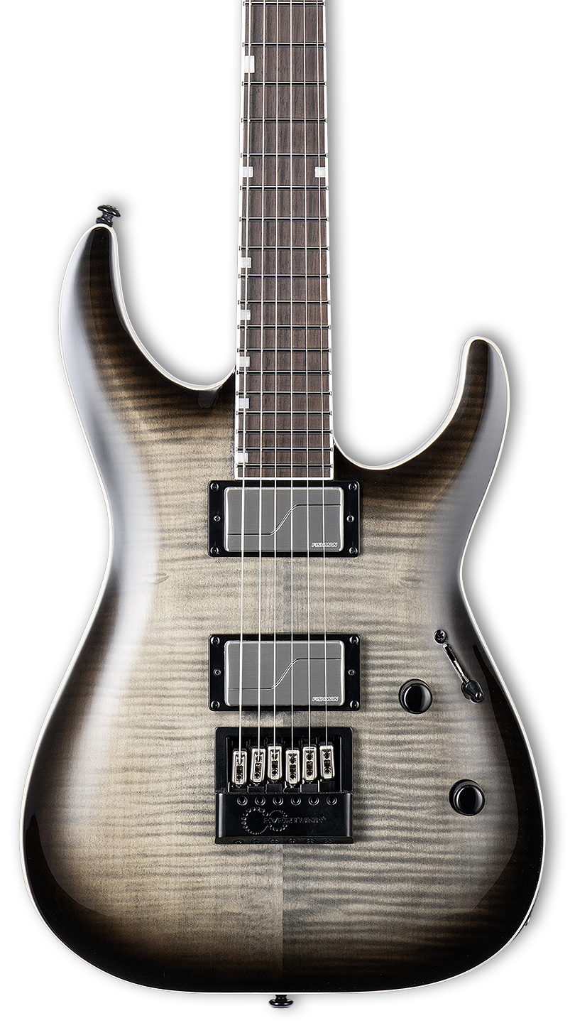 Front of LTD MH-1000ET EverTune Charcoal Burst.