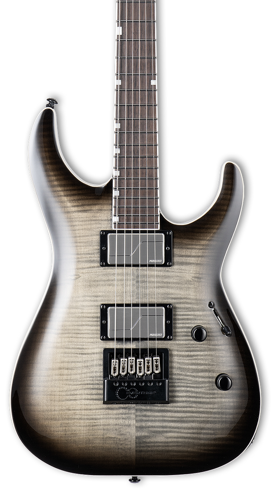 Front of LTD MH-1000ET EverTune Charcoal Burst.