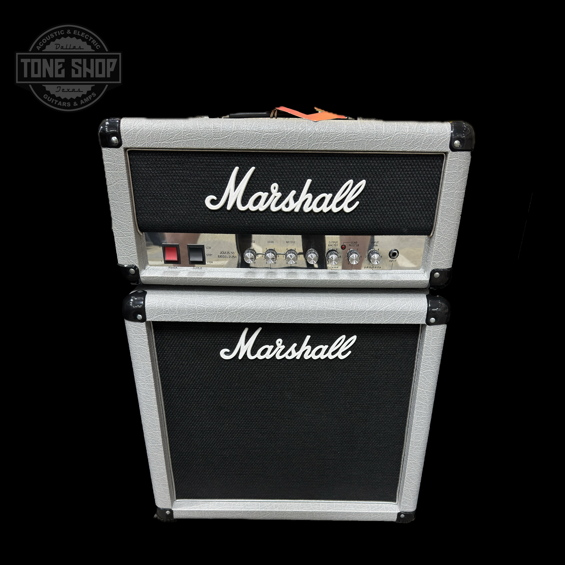 Front of Used Marshall Silver Jubilee 2525H Head and 1x12 Cab TSU18438