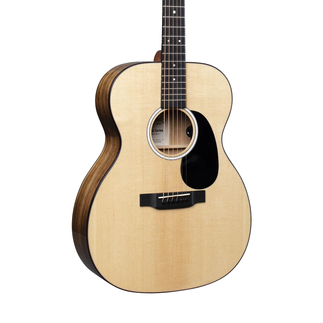 Front of Martin 000-12E Koa/Sitka Natural.